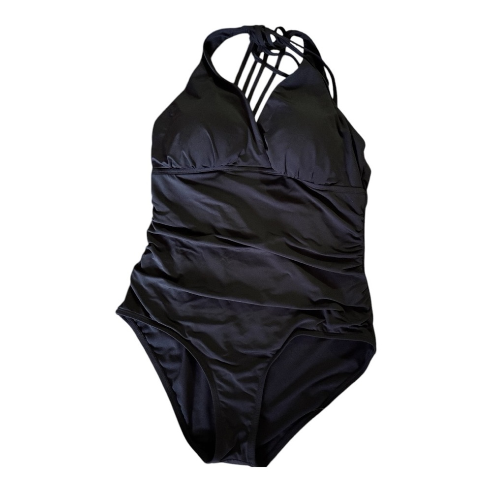 Jantzen Black One Piece Swimsuit with Strappy Halter Design
